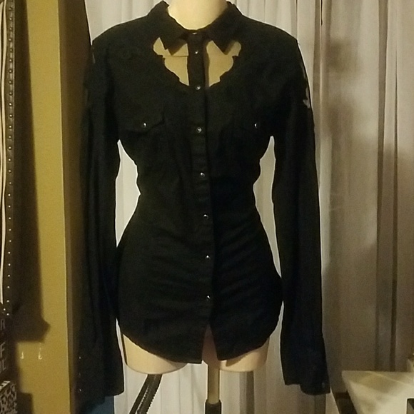 Black GUESS long sleeve collared shirt - Picture 2 of 6